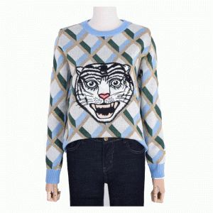 Nuovo arrivo Tiger Head Jacquard Top Ladies Winter Fall Pullover maglione
