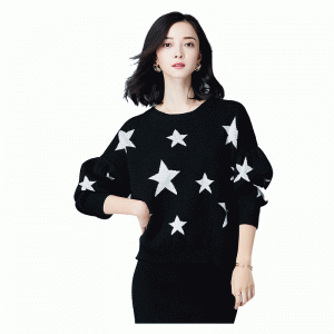 Pullover del maglione del knit del jacquard delle stelle sciolte delle signore