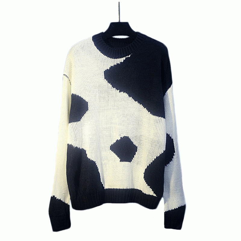 Camicia maglione pullover sciolto maglione allentato filato di lana di mucca jacquard del nuovo inverno autunno 2019