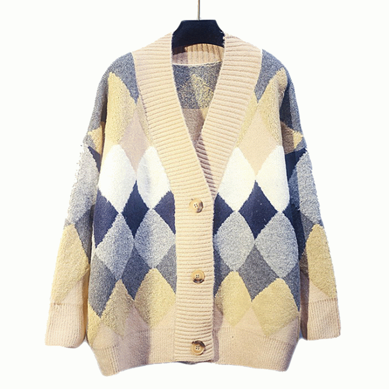 Maglioni lavorati a maglia a maniche lunghe da donna con motivo autunno inverno Jacquard New Design Plus