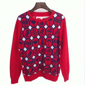 Maglioncino lavorato a maglia da donna in jacquard con cucitura a maglia in jacquard invernale