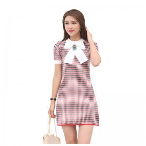 Summer Fit Big Butterfly Knot Stripe Plaid Women Vestito aderente in maglione